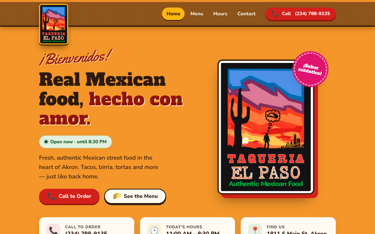 Página de Taquería El Paso